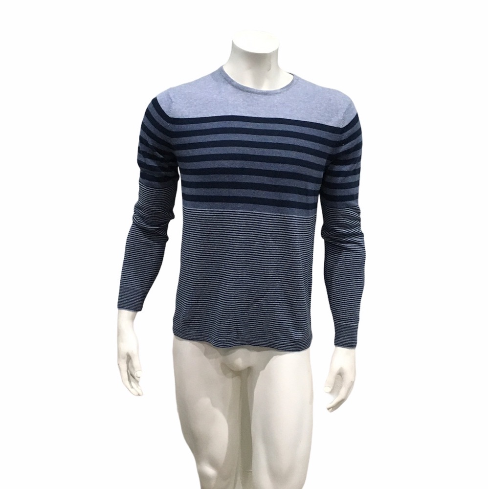 Vince Mens Blue Striped Sweater